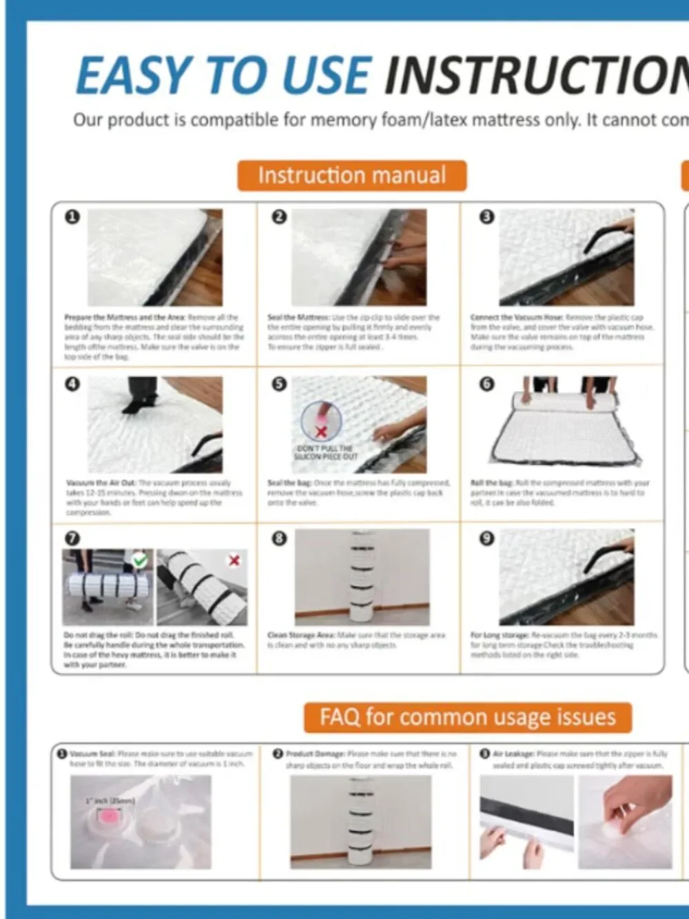 Mattress Vacuum Bag for Moving or Storage